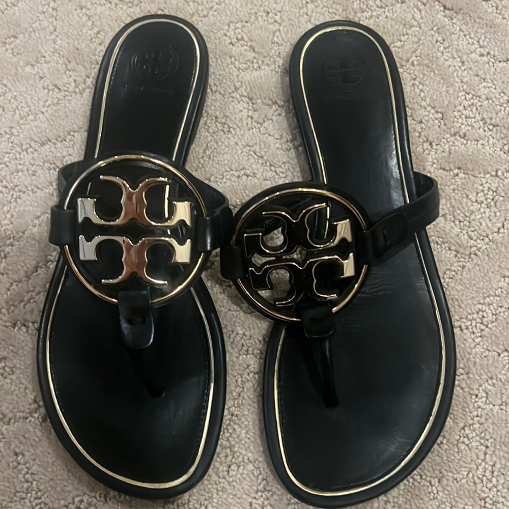 Tory Burch Metal Miller Calf leather sandal perfect black/Gold